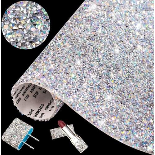 Crystal Ab Color Resin Rhinestones Sticker Sheet 24*40Cm Self Adhesive Hotfix Decoration For Furniture Party Cakes Diy Cosmetics