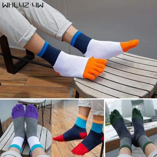 Spring Autumn Man Short Socks With Toes Cotton Business Solid Harajuku Party Dress Five Finger Socks Soft Elastic Endurable