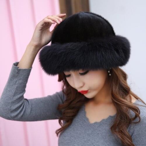 Winter Hats for Women Natural Mink Bonnet Womens Streetwear Hat Fashion Real Fur Warm Caps Gorros Mujer Invierno MY814