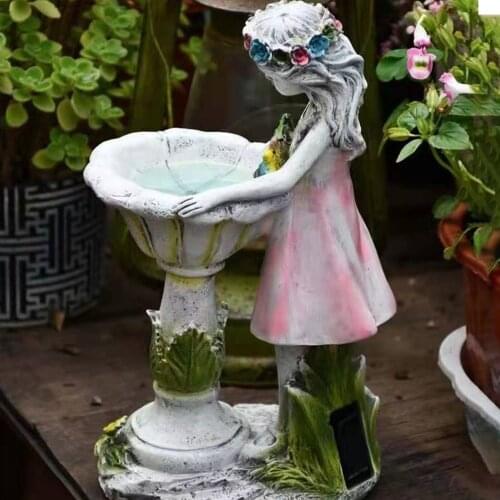 Solar Light Flower Fairy Garden Decoration Resin Angel Figure Sculpture Outdoor Villa Gardening Decoration Outdoor Decor