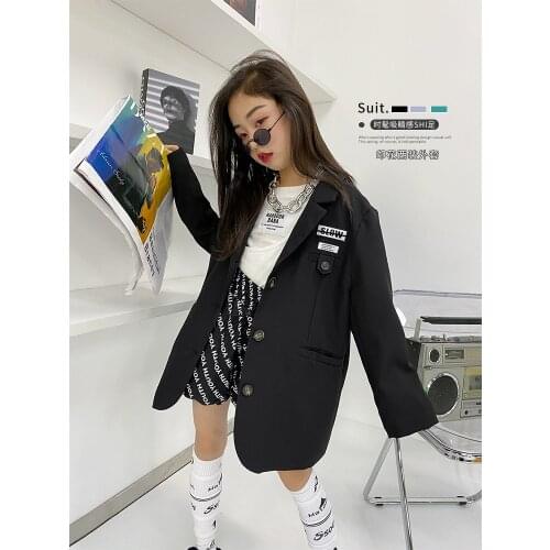 Girls' Suit Jacket Spring 2021 New Korean Edition of Zhongda Casual Versatile Loose Handsome Suit Jacket Trend