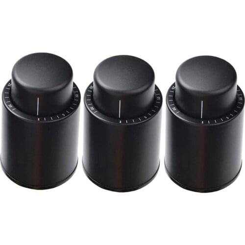 Wine Bottle Stopper Vacuum Wine Preserver 3 Pack, Reusable Wine Corks Champagne Stoppers with Time Scale Keep Wine Fresh