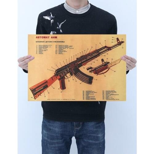 Vintage Retro Gun Silhouette Improved Structure Design Paper Poster Wall Stickers Wall Decoration Living Room Decals Art Murals
