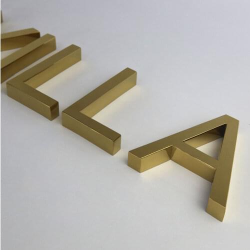 Built-up Channel Letter Mirror Golden 3D Signage Polished Channel Letter Easy-mounting Store Shop Lounge Boutique Durable