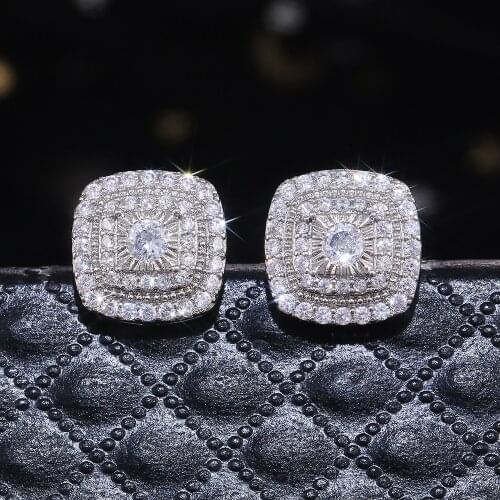 Fashion Female Earrings Silver Color Square Cut White Zircon Earrings for Women Jewelry Gift Pendientes Fashion Statement