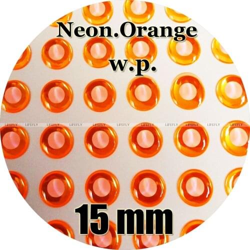 15mm 3D Fluorescent Neon Orange (White Pupil) / Wholesale 160 Soft Molded 3D Holographic Fish Eyes, Fly Tying, Jig, Lure