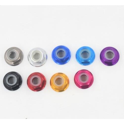 20 pcs aluminum flange nylon insert lock nut m2 m3 m4 m5 m6 nuts Anodized Multi-color Colored