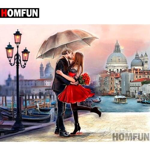 HOMFUN Full Square/Round Drill 5D DIY Diamond Painting "Couple character scenery" Embroidery Cross Stitch 3D Home Decor A10925