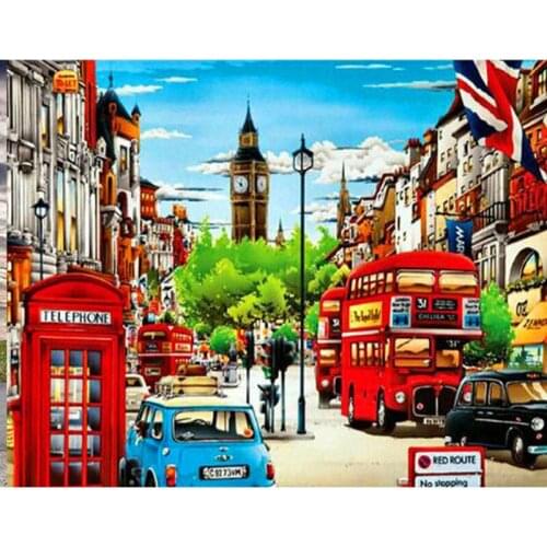 5D DIY Diamond Painting Street Craft Kit Diamond Embroidery Night Landscape Full Square Round Drill Home Decor Gift
