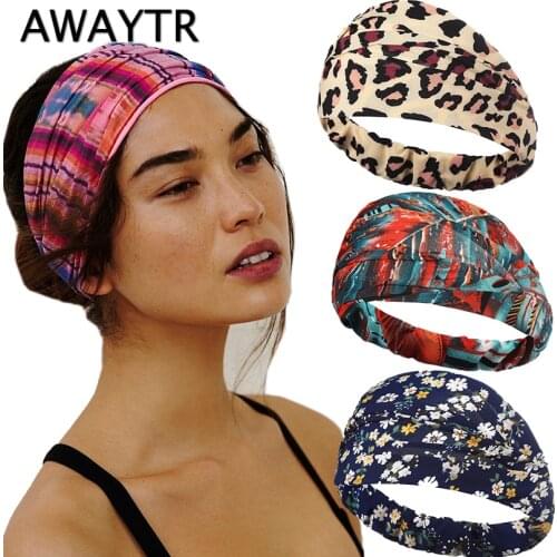 AWAYTR Absorbing Sweat Hair Bands Men Women Elastic Yoga Running Headbands Headwrap Sports Headwear Accessories