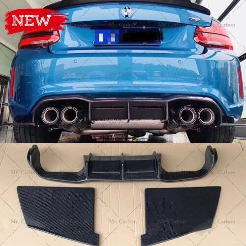 FOR BMW F87 M2 MTC STYLE CARBON FIBER REAR DIFFUSER TRIM BODY KIT TUNING FOR M2 REAR BUMPER UNDER CARBON SPLITTER LIP RACING