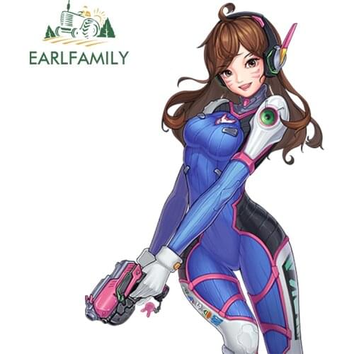 EARLFAMILY 13cm x 8.8cm Sexy Anime Girl Overwatch - D.Va (Hana Song) Motorcycle Car Styling Decal Car Sticker