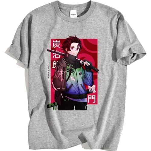 Japan Anime Demon Slayer Prints T Shirt Men Simplicity Crewneck Tops Summer Breathable Clothes Loose Oversize T-Shirt Mens New