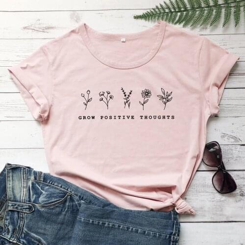 Grow Positive Thoughts T-Shirt Summer Flowers Clothing Bees Lover Gift Tee Aesthetic save plants flower Vintage Top Girl Outfits