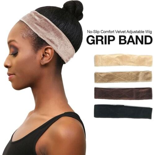 Flexible Velvet Wig Grip Scarf Head Hair Band Wig Band Adjustable Fastern Grip Band for Synthetic and Human Lace Front Wigs