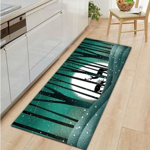 Mountain Forest And Deer Doormat Home Kitchen Mat Long Strip Bedroom Floor Decoration Living Room Carpet Bathroom Non-Slip Rug
