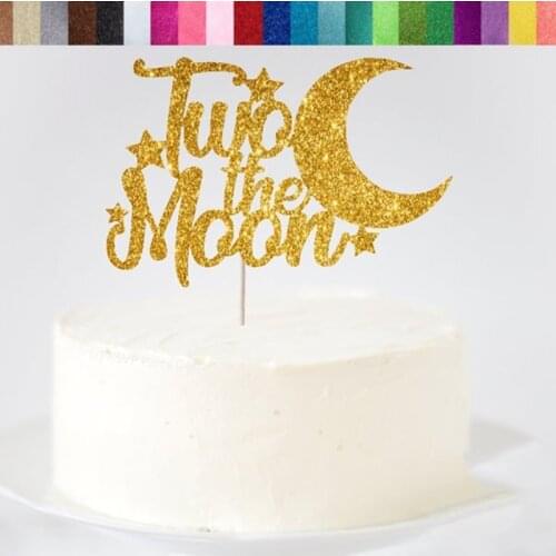 Custom Two the Moon Cake Topper, Personalised Second Birthday Topper,Space 2nd Birthday Decorations,Two the Moon Birthday Party
