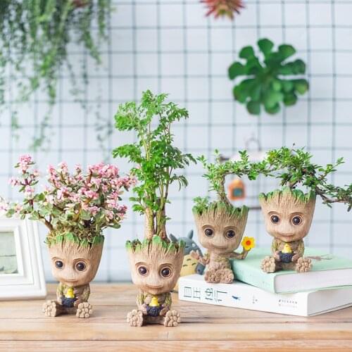 Room Decor Plant Pot Planter Garden Accessories Desk Organizer Home Office Storage Pencil Box Groot ChildrenS Birthday Gifts