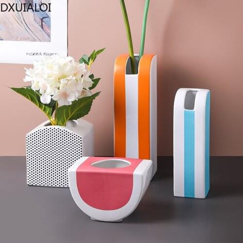 Nordic style creative office home decoration ornaments simple geometric vase vases for flowers ceramic vase Wedding Gifts