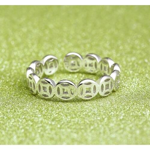 Creative opening gift jewelry Simple good luck copper money index finger ring ring tail ring female tide lucky fortune