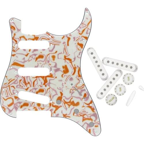 Set of Strat Guitar Accessories SSS Pickguard Scratchplate 50/52/52mm Pickup Covers Tone Volume Knobs Switch Cap Whammy Bar Tip