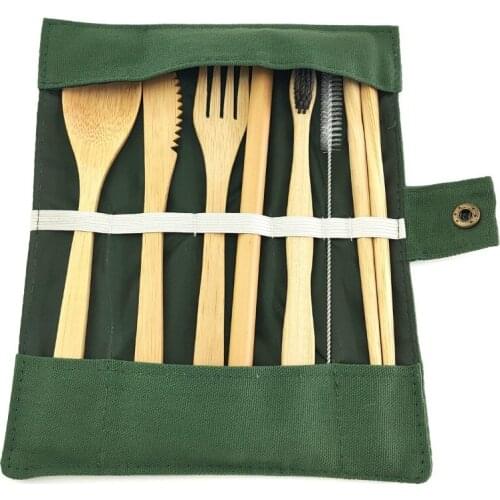 Biodegradable Bamboo Cutlery Set Travel Utensils Wooden Dinnerware Outdoor Portable Flatware Natural Bamboo Tableware Set