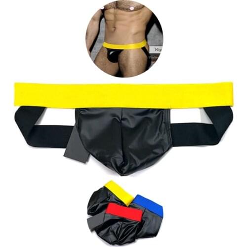 Brand New Style Mens Sexy Leather Jockstrap Mens Erotic Sex Panties Latex Mens G-strings Elastic Gay Thong And Jock Straps