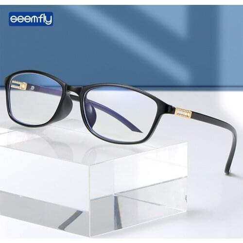 Seemfly Anti Blue Light Flat Lens Plain Glasses Retro Men Women Optical Eyeglasses Vintage Small Transparent Frame Spectacles