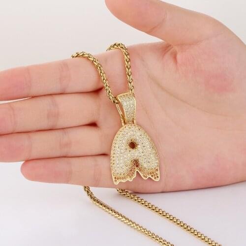 Copper Zircon A-Z Letters Pendant Necklace Gold Color 26 Alphabet Initial Chain Necklace for Women Charm Party Jewelry Gift