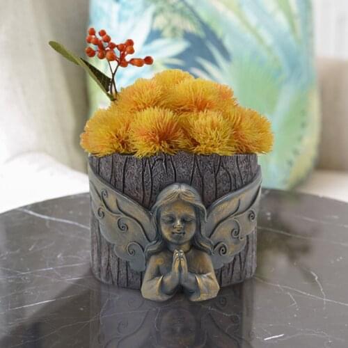 Resin Praying Angel Sculpture Flower Pot Succulent Potted Plants Ornaments Garden Art Statue Decoration Carvings Figurine Gifts