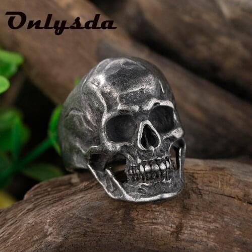 Dropshipping Mens Calvarium Skull Ring Gothic 316L Stainless Steel Biker Ring Motorcycle Band jewellery Party Gift