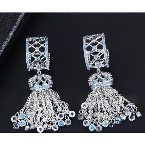New Fashion 4 Colors Bohemian Full Shiny Cubic Zirconia Earrings Statement Earrings Women Girl Lover Festival Gift