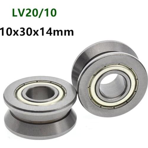 5pcs/20pcs LV20/10 LV20/10ZZ 10x30x14mm V groove ball bearing Traces walking guide rail bearings 10*30*14mm pulley roller wheel