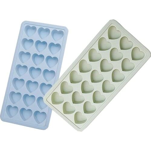 2 Pack Heart Shape Silicone 21 Ice-Cube Tray With Lids Ice Food Pudding Kitchen Tool For Baby Food,Chocolate,Cocktail
