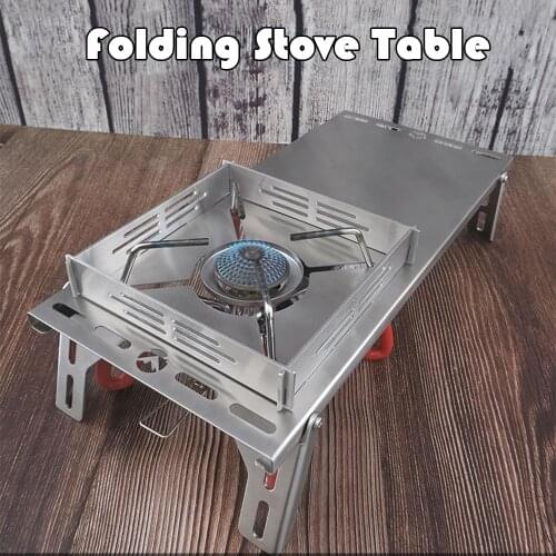 Folding Stove Table Portable Camping Stove Stand Bracket Holder For Fishing Hiking Camping Table Heat Shield Gas Stove Stand
