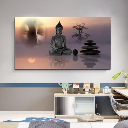 Religious Buddha Statue Abstract Canvas Painting Posters and Prints Sofa Wall Art Pictures Modern Home Decoration Living Room