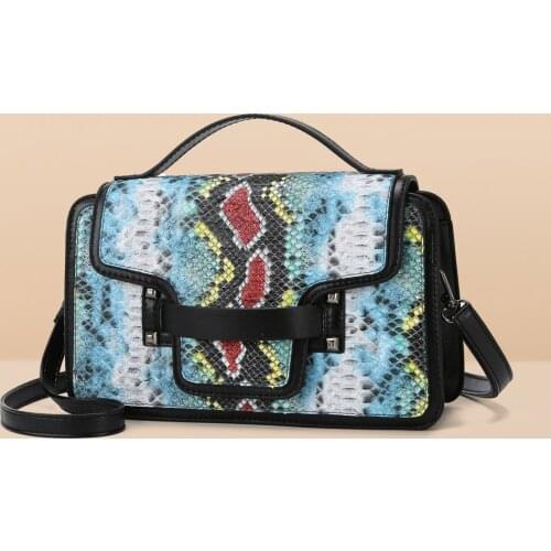 Joker Handbag Snake Shoulder Bag Diagonal Package Small Square Bag 2020 New European and American Trend PU Women