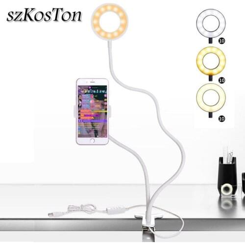 Photo Studio Selfie LED Ring Light with Mobile Phone Holder for Youtube Live Stream Makeup Camera Lamp for iPhone Xiaomi Android