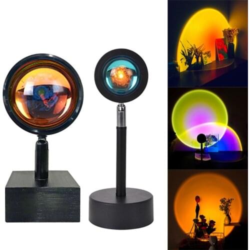 Rainbow Sunset Projector Colorful Led Night Light Broadcast Background Wall Home Decoration Coffe Shop Lamp Photo Props