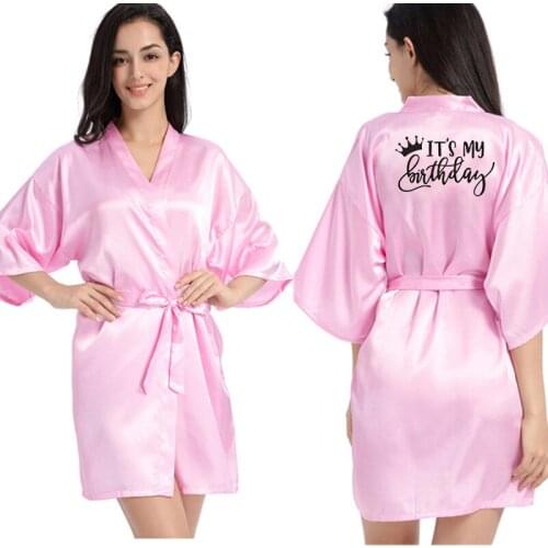 ITS My Birthday & squad Hen Party Bachelor Party Kimono Robe Bathrobe Women Silk Birthday Robes