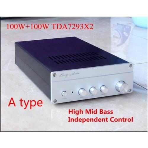 8ohm 100W x 2 10HZ-40KHZ TDA7293 amplifier with three tones HIFI power amplifier/OMRON protection circuit pre-amplifier