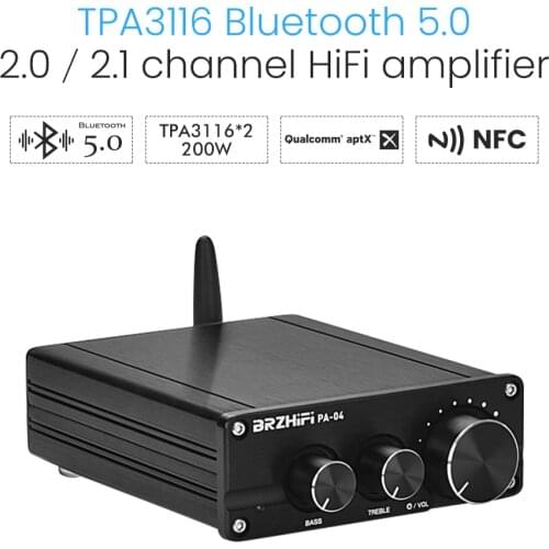 BRZHIFI HIFI TPA3116 Amplifier 100W*2 CSR8675 Bluetooth 5.0 APTX TPA3116x2 Stereo 2.0/ 2.1 Channel Subwoofer Audio Amplifier