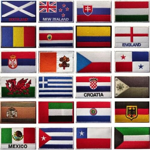 National Flag Patch Hook Loop Croatia Chile Wales Slovakia Badges Armband 3D Stick on Jacket Backpack Stickers
