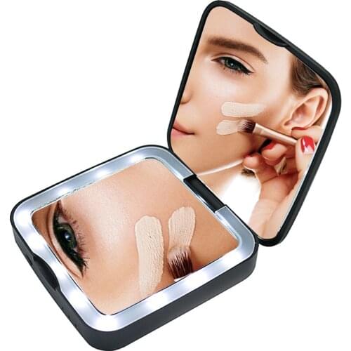 5X Magnification Makeup Mirror Portable LED Lamp Folding Mirror Wireless USB Charging Cosmetic Mirror Dressing Mirror Power Bank