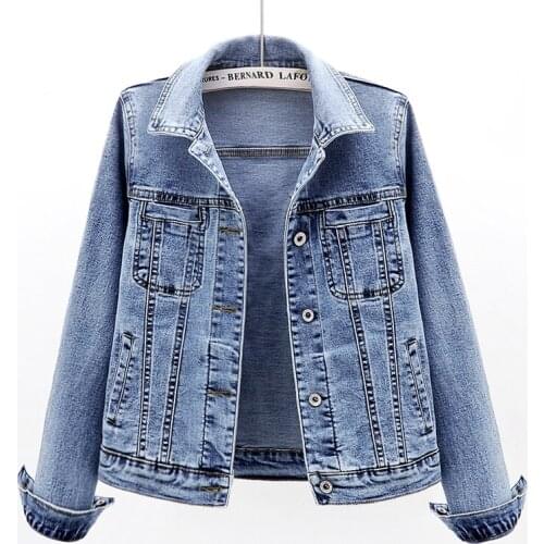 2021 Plus Size 4XL 5XL Elastic Denim Jacket Women Boyfriend Short Jean Coat Streetwear Harajuku Vintage Autumn Basic Outerwear