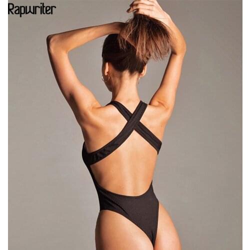 Rapwriter 2020 Summer Sleeveless Sexy Bodysuit Women Backless Cross Bandage Bodycon Outfits Slim Open Crotch Body Mujer Rompers