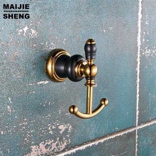 Golden hooks bathroom Robe Hook,Clothes Hook,Solid Brass Construction luxurt Golden bath hardware accessory home wall hooks