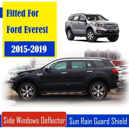 1 Set Chrome Side Vent Sun Shade Window Visors Rain Guard Deflectors For Ford Everest 2015-2019