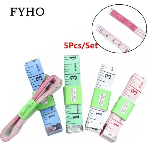 5Pcs Tailor Tape measure 150cm/60" Body Measuring Ruler Soft Flat Sewing Ruler Meter Sewing Measuring Tape Random Color HY74