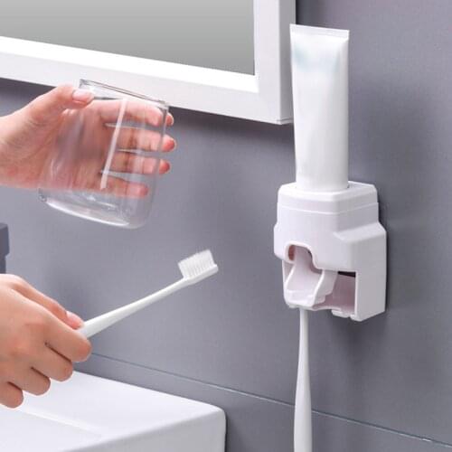 Automatic Toothpaste Dispenser Wall Mount Toothbrush Holder Lazy Toothpaste Squeezer For Toilet Home Bathroom Accessories